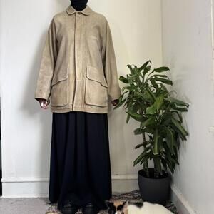 Rare Vintage unisex MCKENZIE TRIBE Genuine Suede Leather Barn Jacket in SandTan